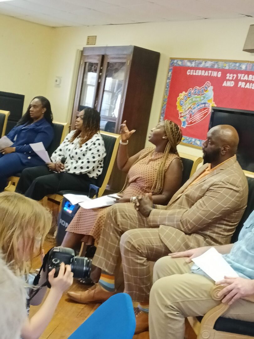 Meeting with diverse participants seated